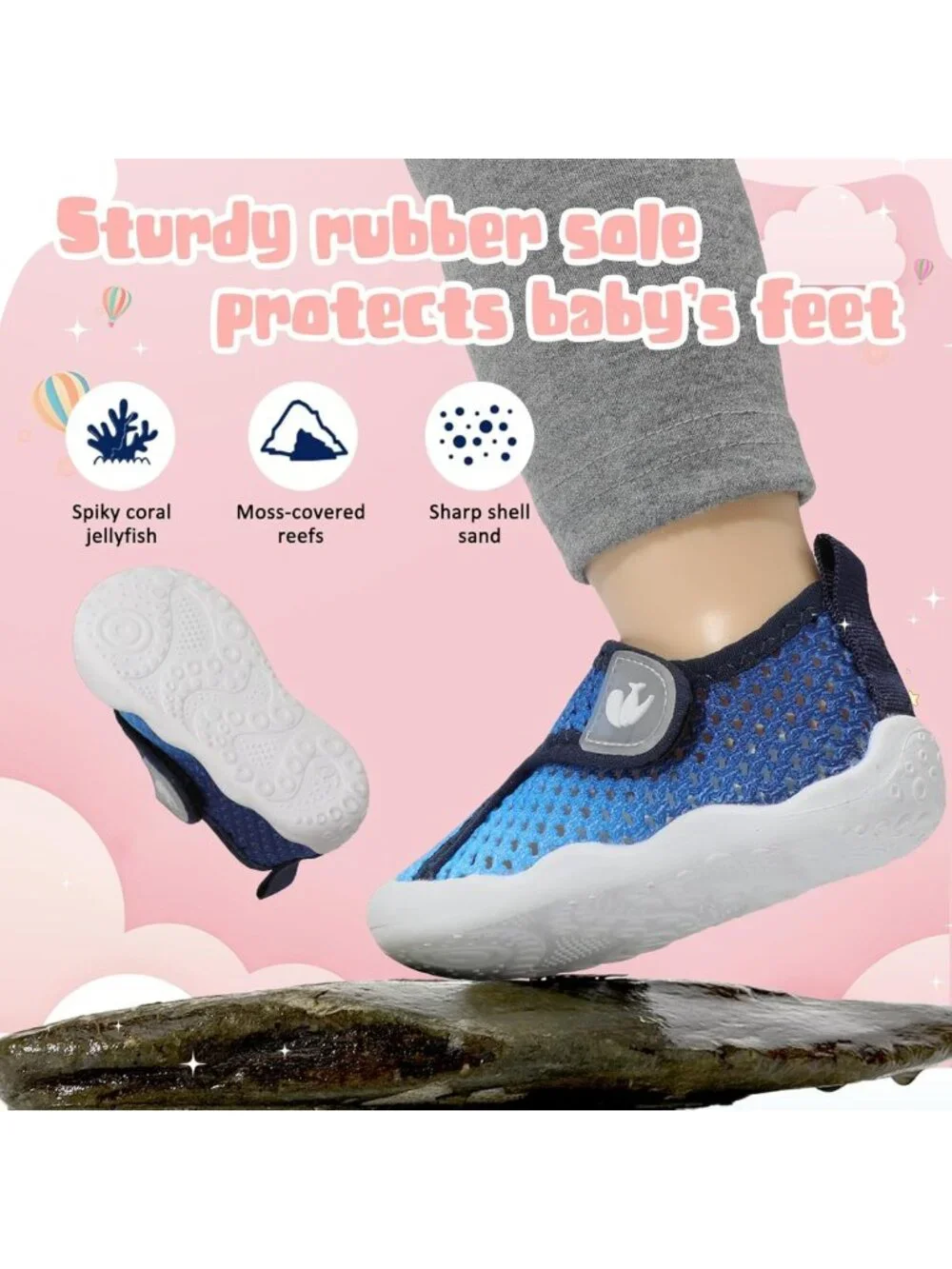 Wide Baby Water Shoes for Boys & Girls - Quick-Dry Aqua Socks for Beach & Pool